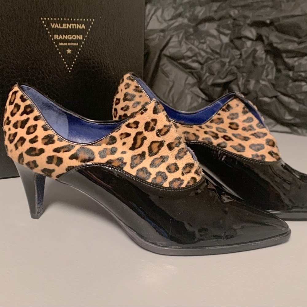 Valentina Rangoni Decima Sabbia / Genuine Calf hair & black Parent Leather- Heel